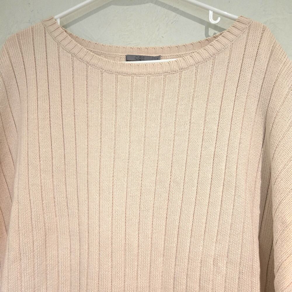 COS Oversized Chunky Cotton Knit Sweater M Tan Boxy Ribbed Pullover Scandi - Picture 4 of 7
